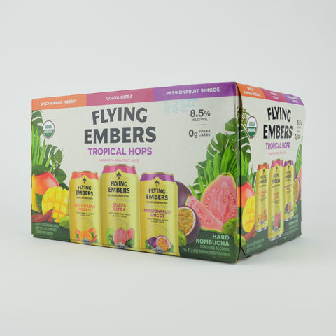 Flying Embers "Tropical Hops Variety Pack" Hard Kombucha, California (12oz Can)