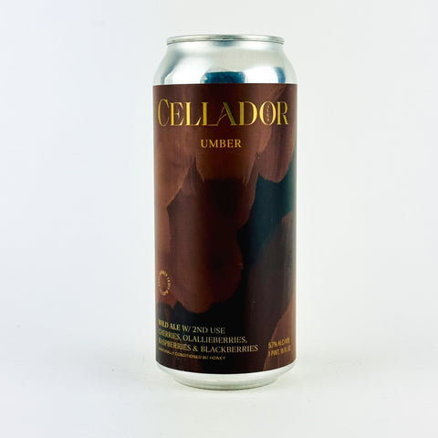 Cellador "Umber" Wild Ale w/2nd Use Cherries, Olallieberries, Raspberries & Blackberries,California (16oz Can) (Copy)
