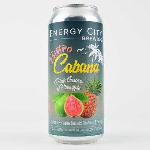 Energy City Brewing "Bistro Cabana Pink Guava Pineapple" Flavored Berliner Weisse, Illinois (16oz Can)