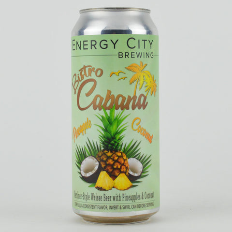 Energy City Brewing "Bistro Cabana Pineapple Coconut" Flavored Berliner Weisse, Illinois (16oz Can)